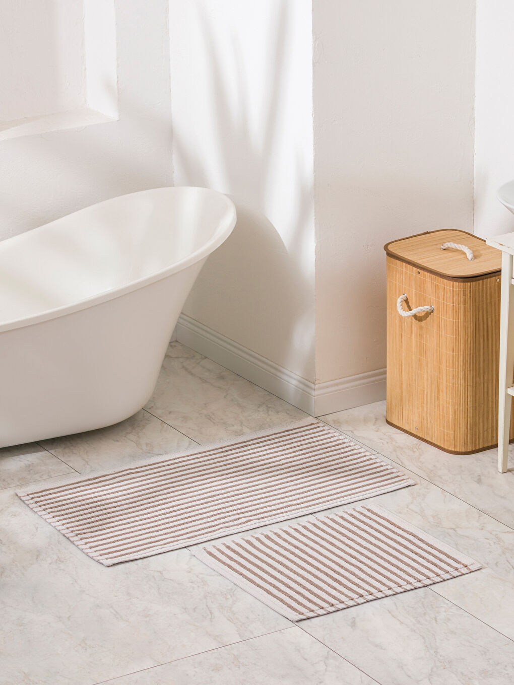 Striped Bath Mat 2'li