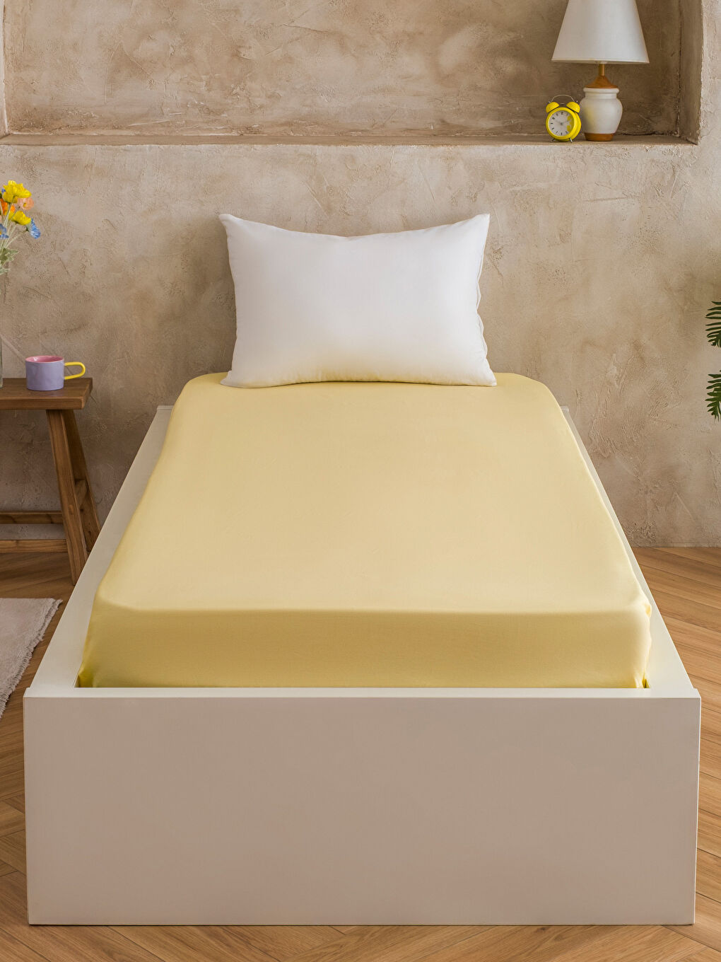 Sarı Lastikli Tek Kişilik Lastikli Çarşaf