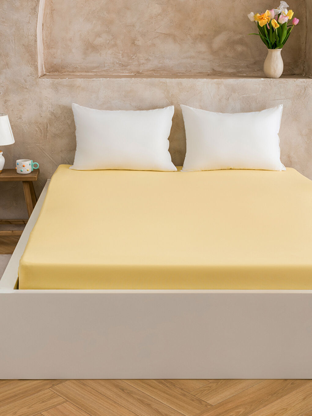 Sarı Çift Kişilik Lastikli Çarşaf