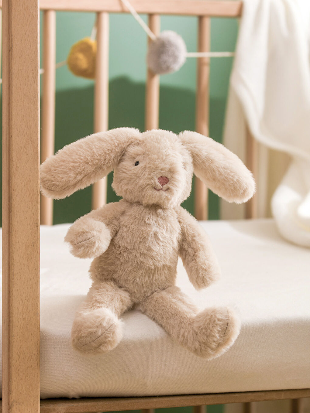 Bej Tavşan Figürlü Bebek Pelüş Kırlent 35 cm