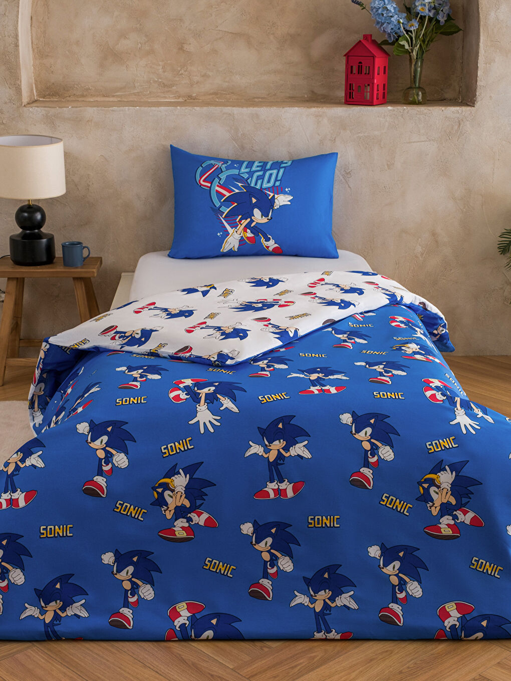 Karışık Sonic Baskılı Tek Kişilik Nevresim Seti