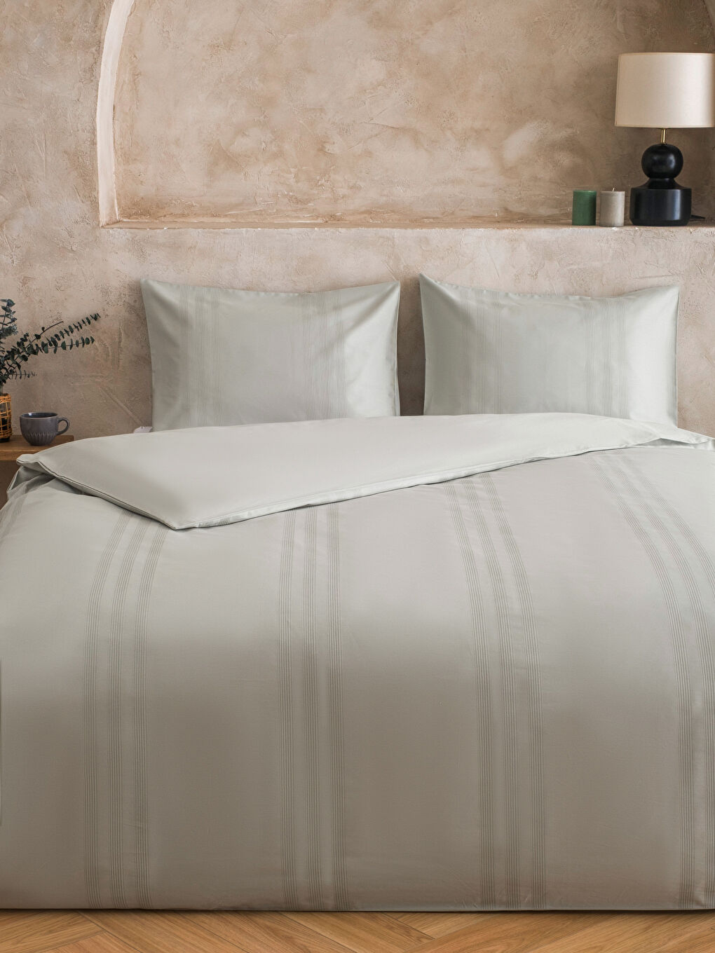 Yeşil Çizgili Çift Kişilik Nevresim Seti