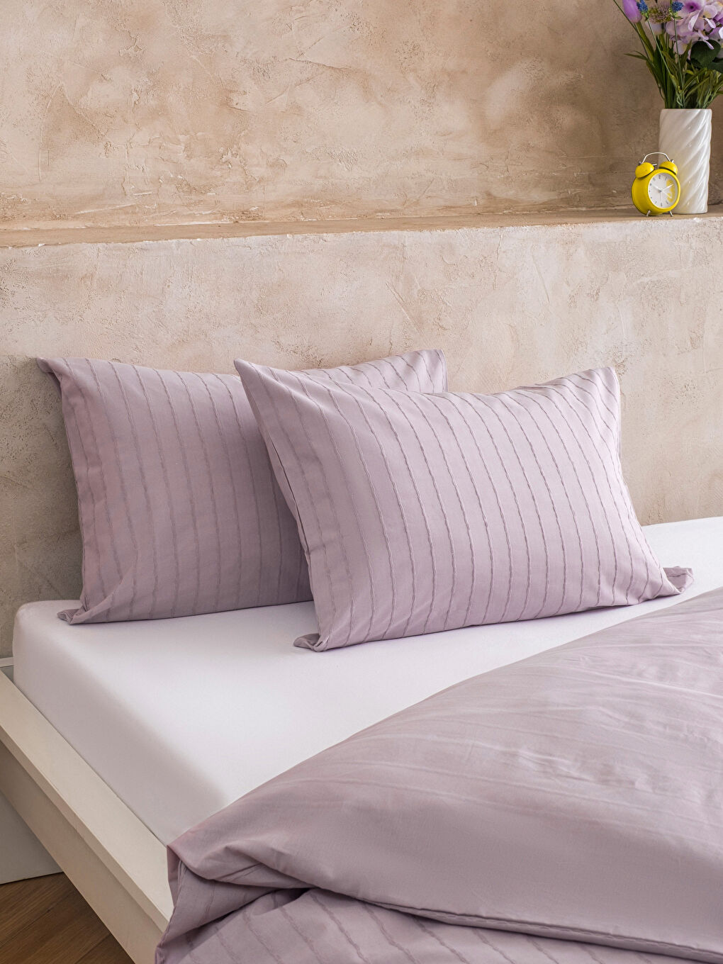 Pembe Çizgili Çift Kişilik Nevresim Seti-2