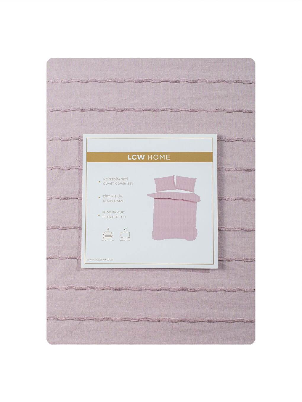 Pembe Çizgili Çift Kişilik Nevresim Seti-6