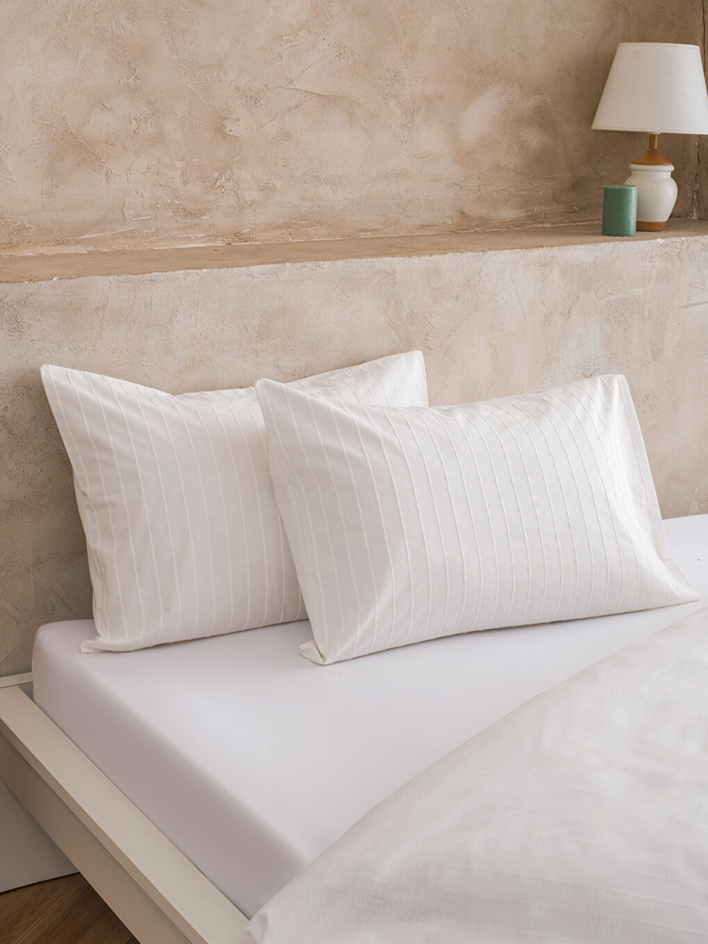 Ekru Çizgili Çift Kişilik Nevresim Seti-2