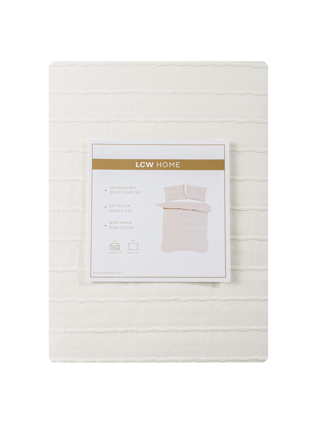 Ekru Çizgili Çift Kişilik Nevresim Seti-5