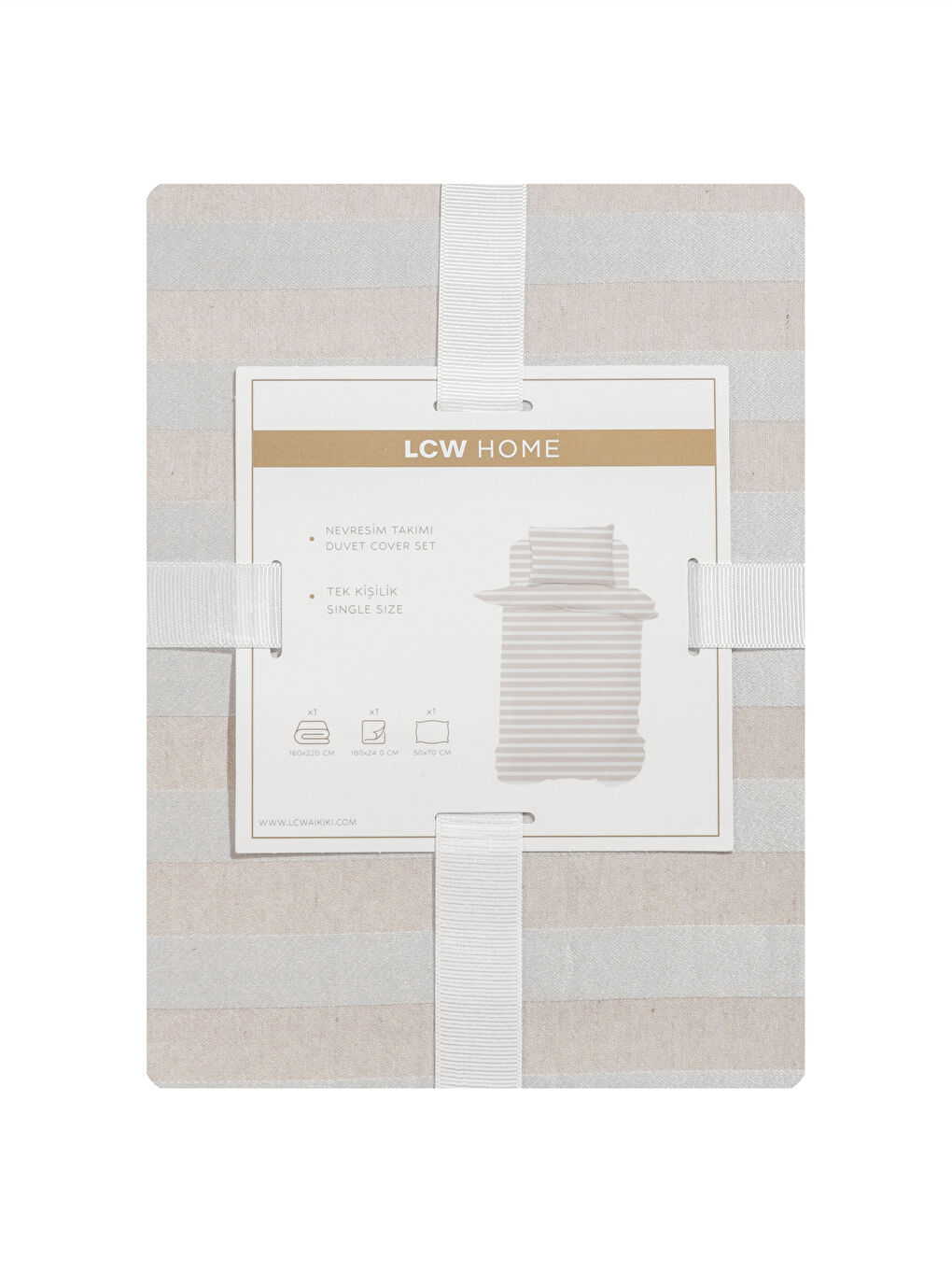 Bej Çizgili Tek Kişilik Nevresim Takımı-7