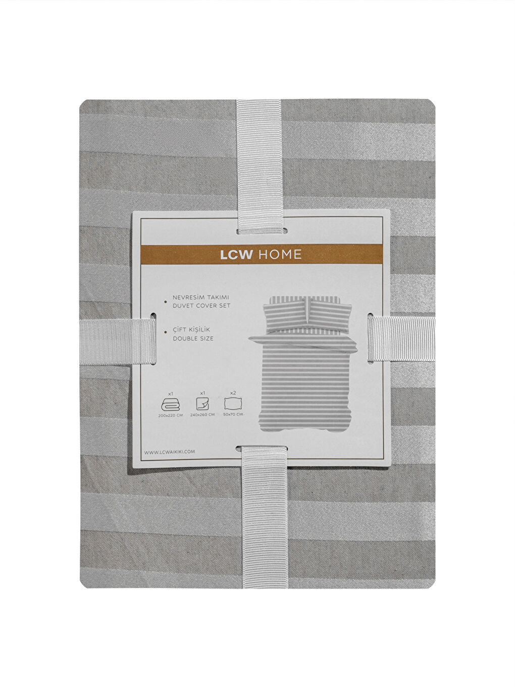 Gri Çizgi Desenli Çift Kişilik Nevresim Takımı-7