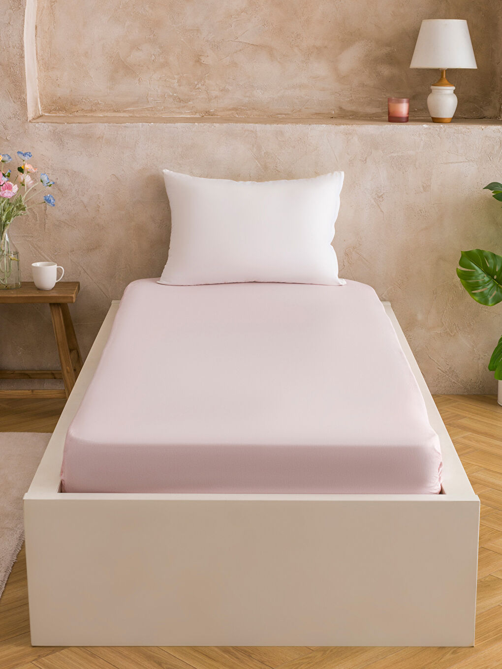 Pembe Tek Kişilik Çarşaf	