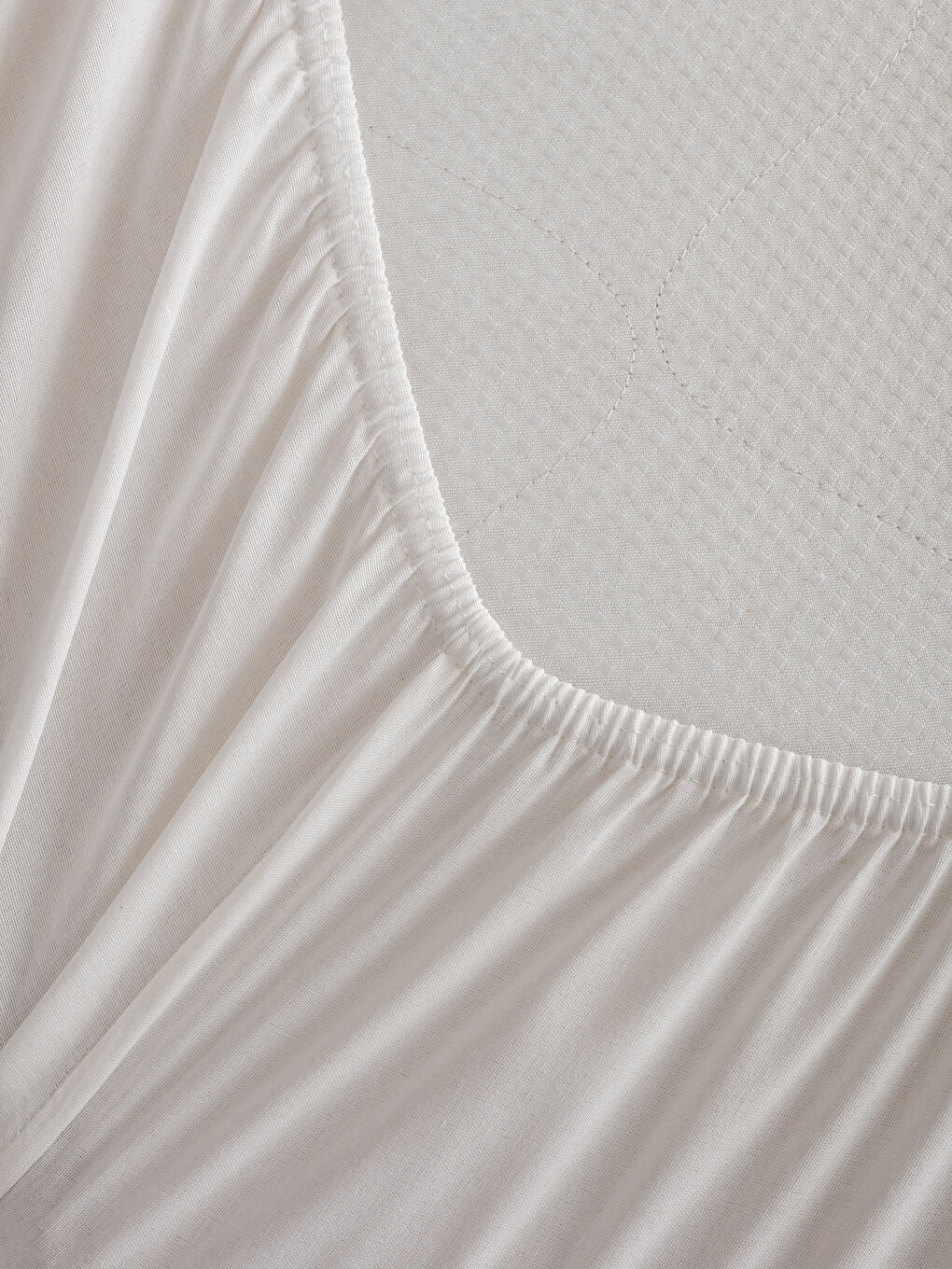 Ekru Çift Kişilik Lastikli Çarşaf-3