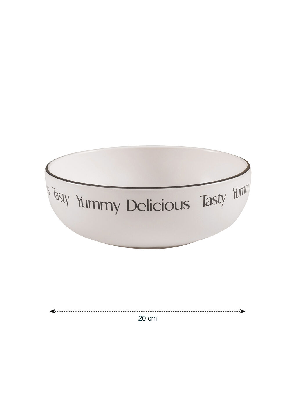 Siyah Yazı Baskılı Seramik Salata Kasesi 20 cm-3
