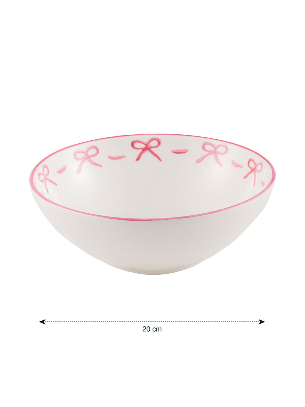 Pembe Fiyonk Baskılı Seramik Salata Kasesi 20 cm-3