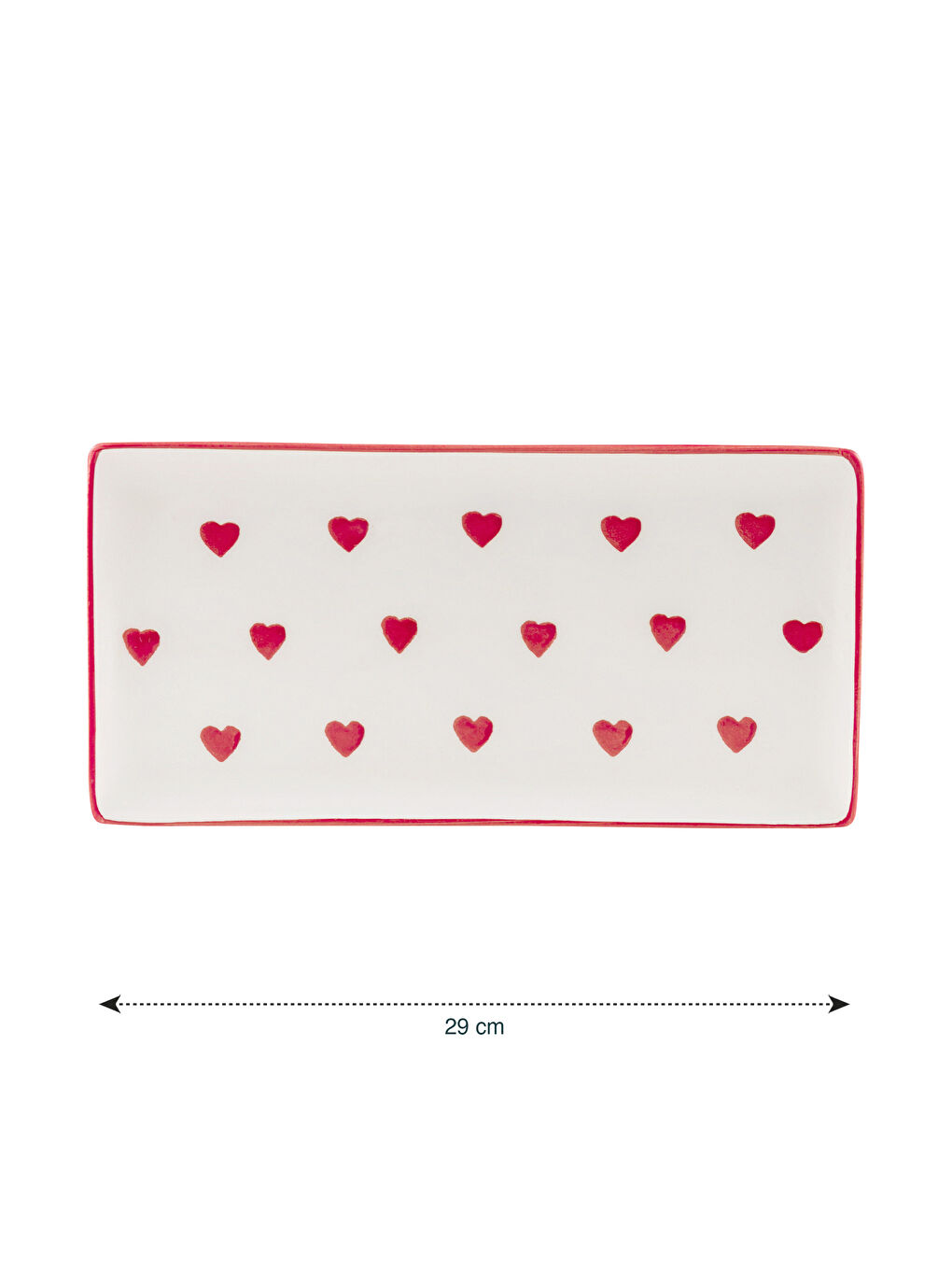 Kırmızı Kalp Baskılı Sunum Tabağı 29 cm-3