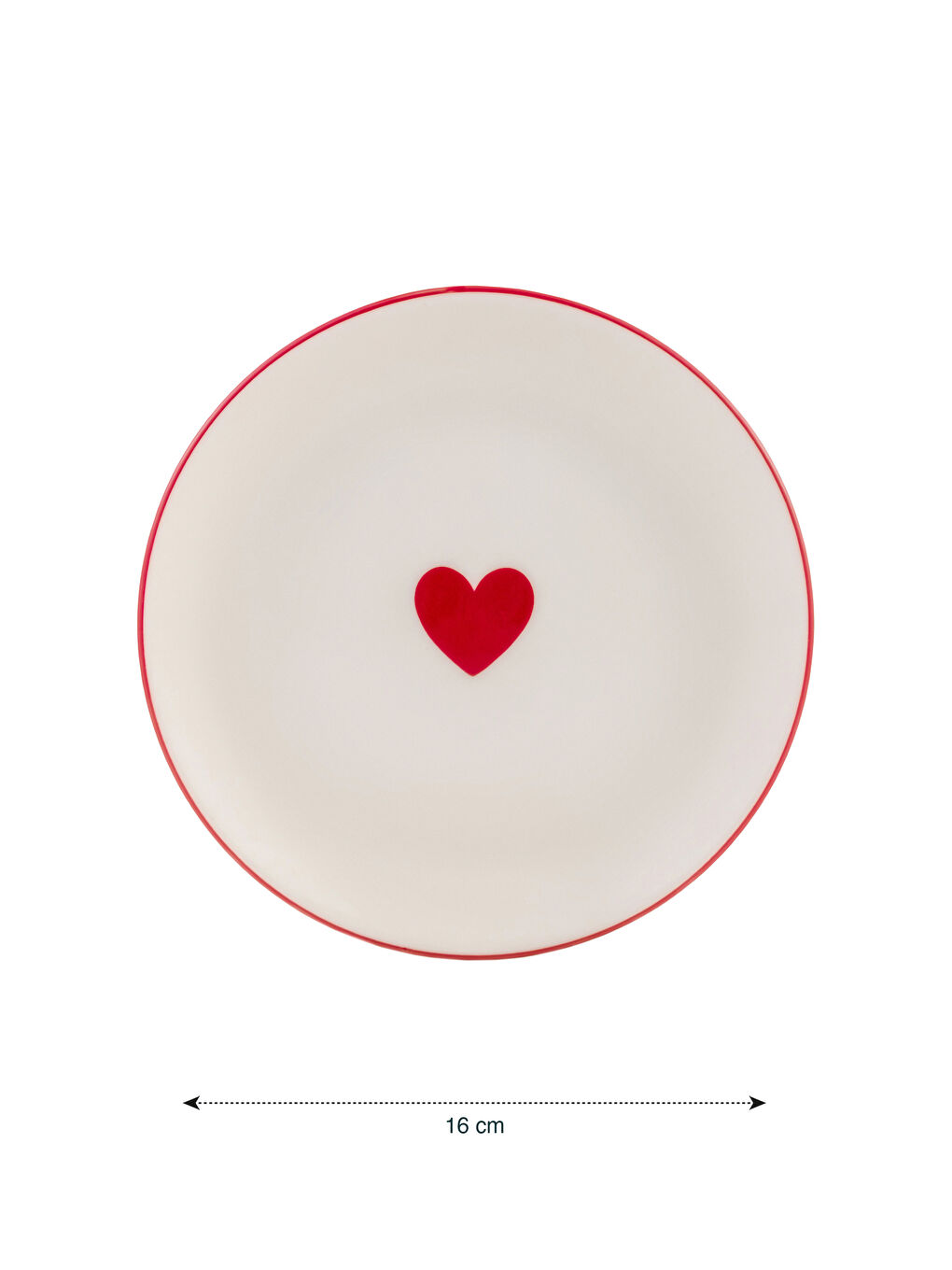 Kırmızı Kalp Baskılı Seramik Tabak 16 cm-3