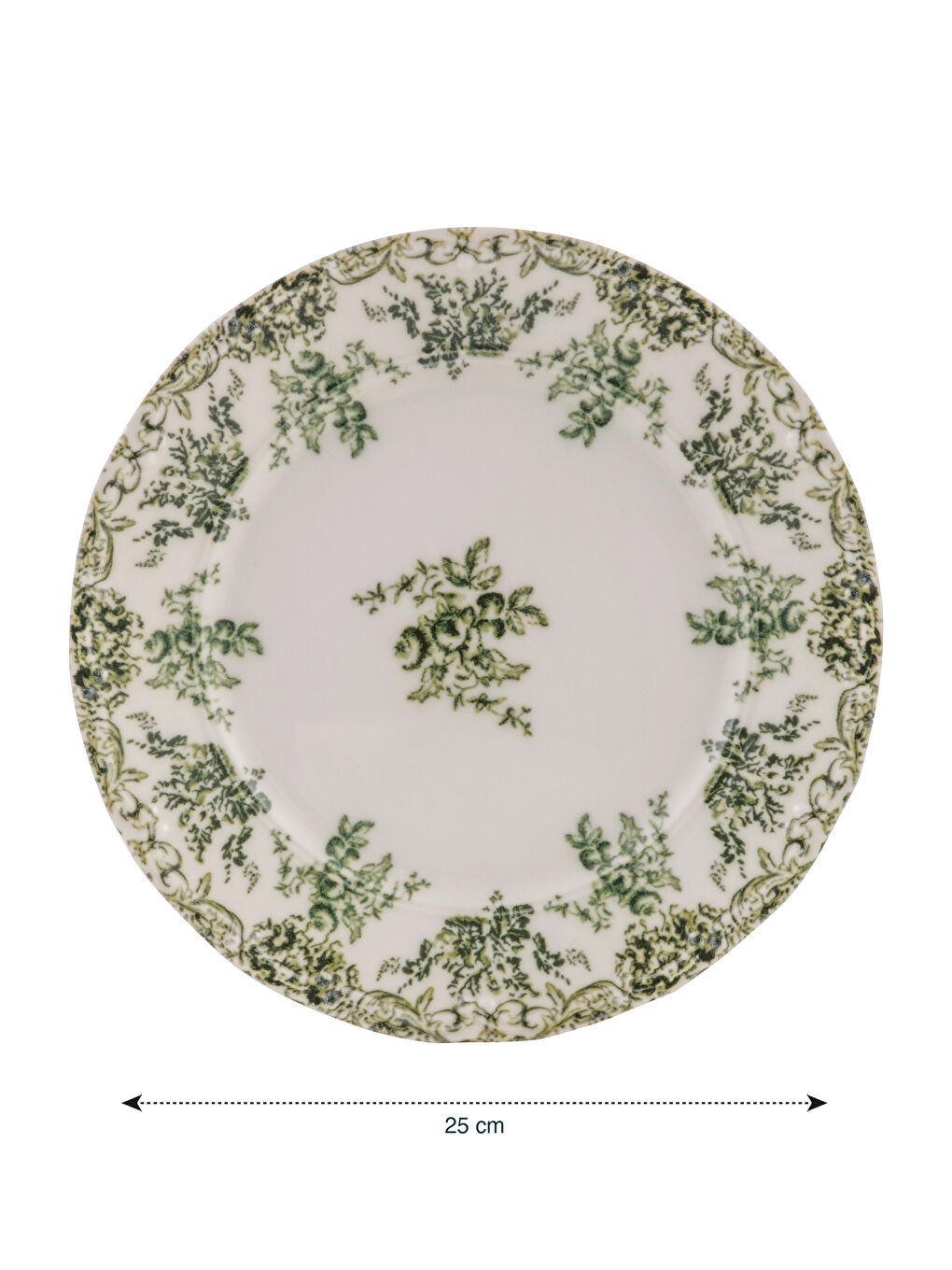 Yeşil Baskılı Porselen Tabak 25 cm-3