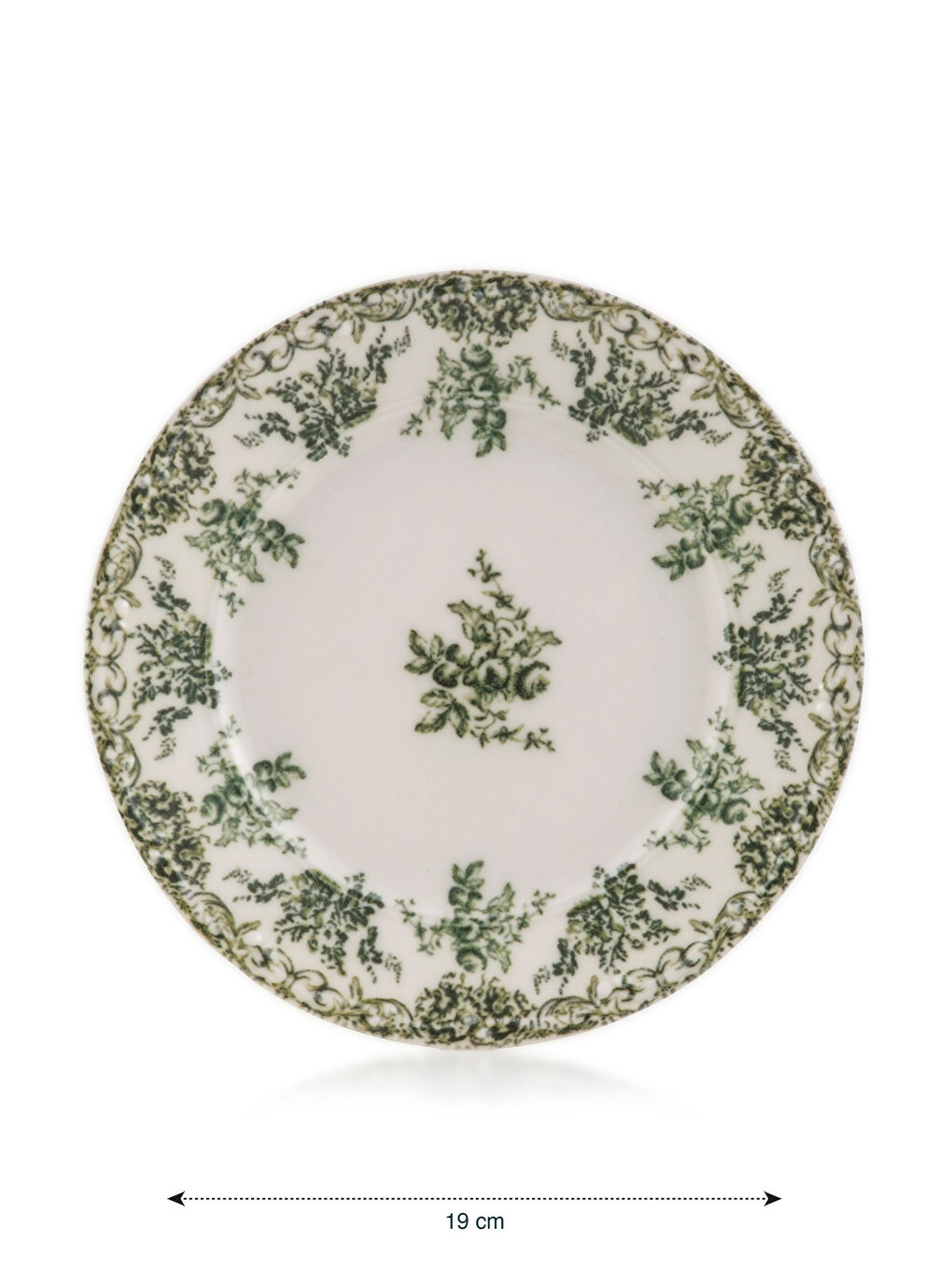 Yeşil Baskılı Porselen Tabak 19 cm-3