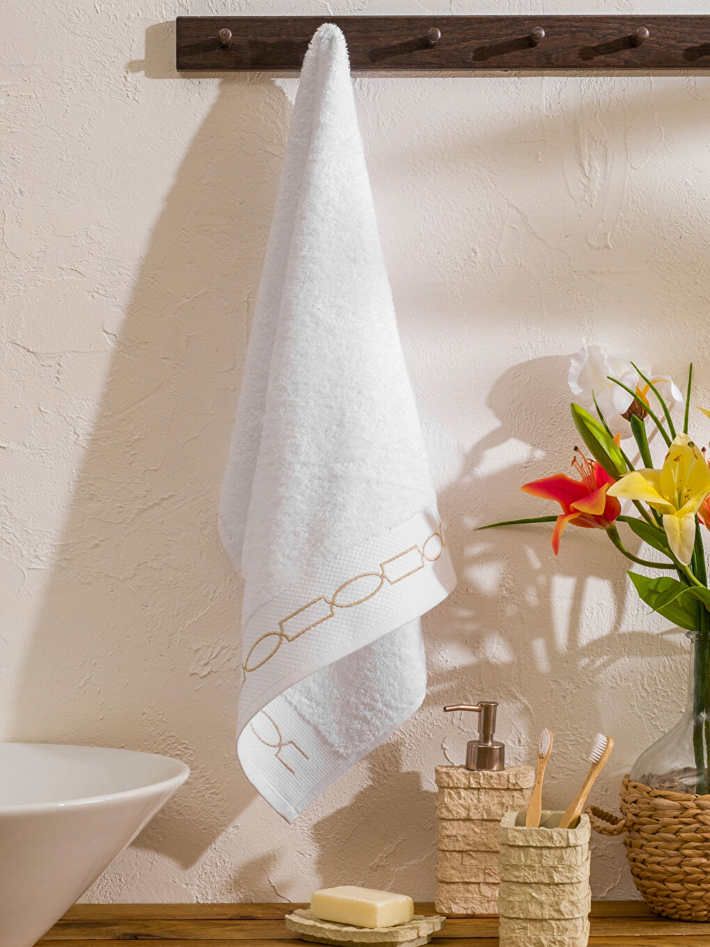 Sarı Pamuklu Yüz Havlusu 50x80 cm-1