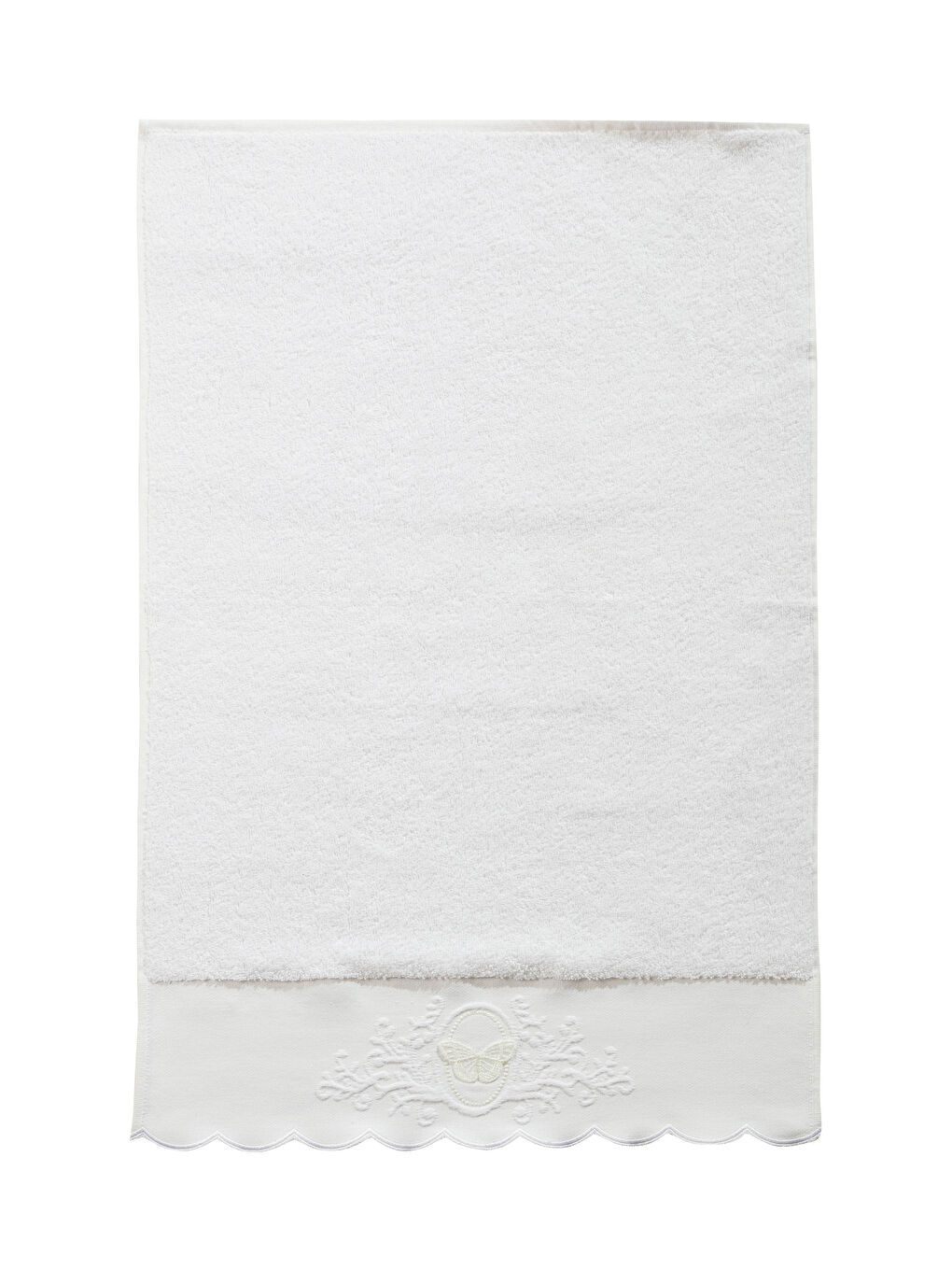 Beyaz Kelebek Nakışlı Pamuku Yüz Havlusu 50x80 cm-4