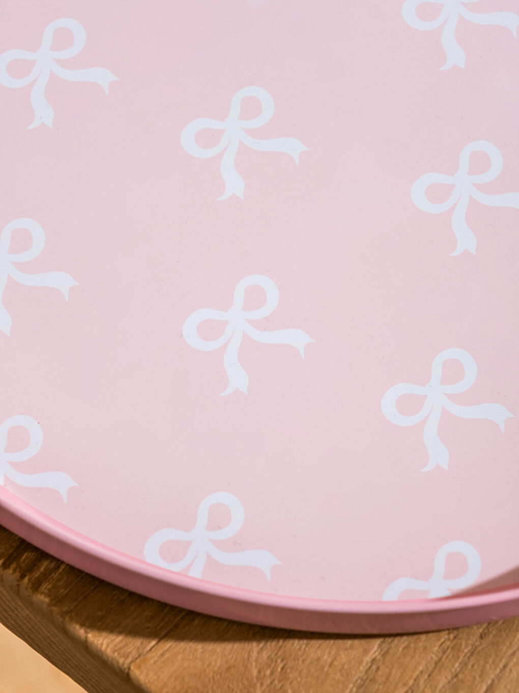 Pembe Fiyonk Baskılı Metal Tepsi 24 cm-2