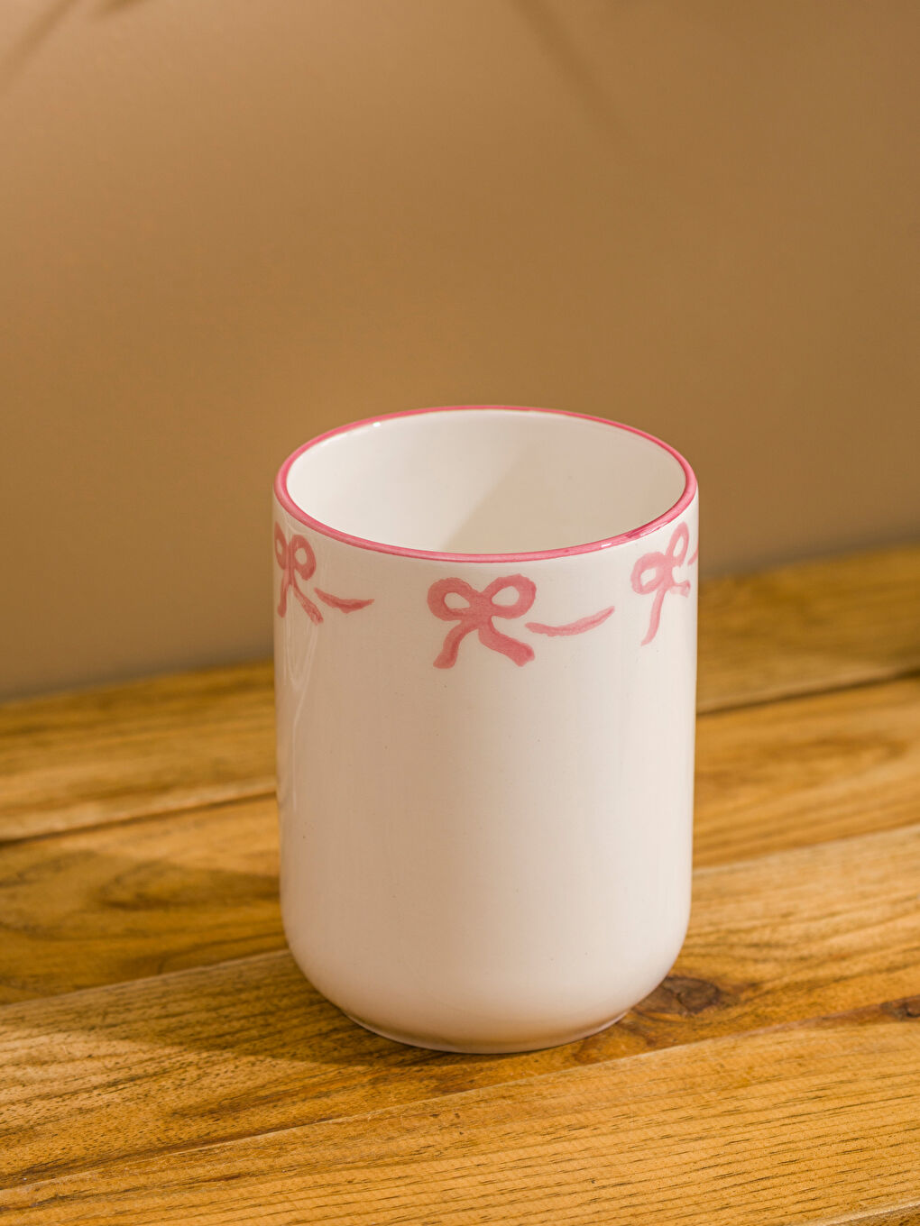 Pembe  Fiyonk Baskılı Seramik Kaşıklık 13 cm-1