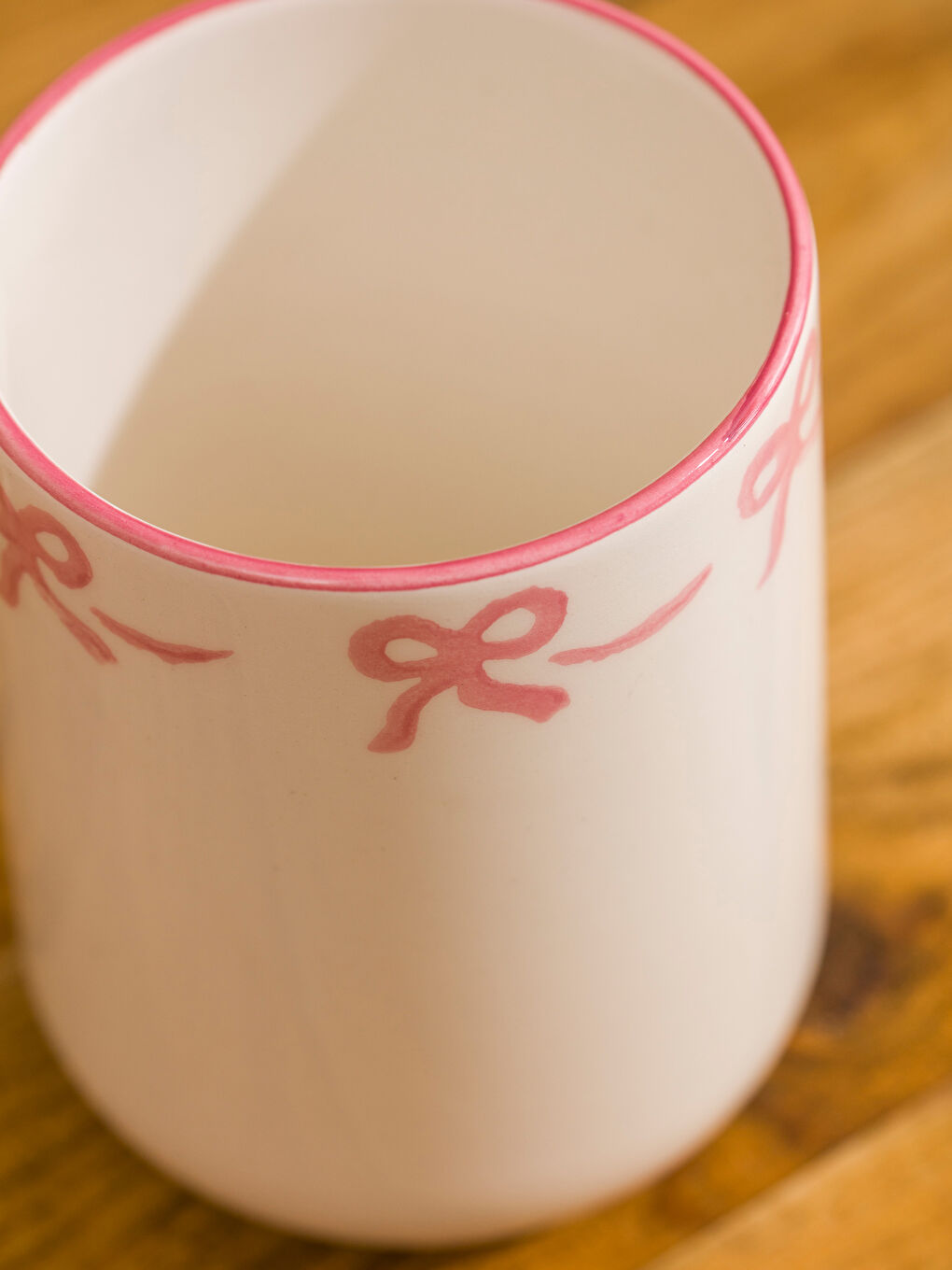 Pembe  Fiyonk Baskılı Seramik Kaşıklık 13 cm-2