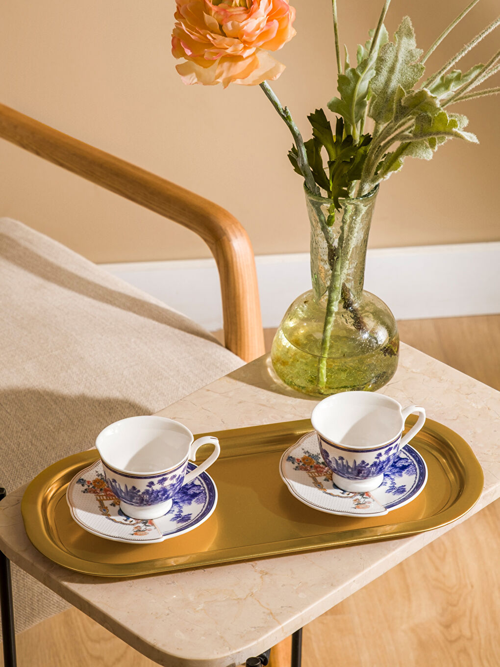 Sarı Metal Tepsi 35 cm