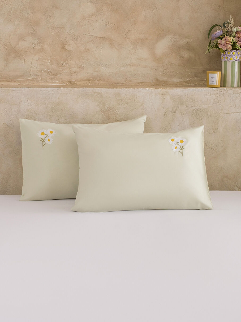 Karışık Çiçek Nakışlı Yastık Kılııf 2'li 50x70 cm-1