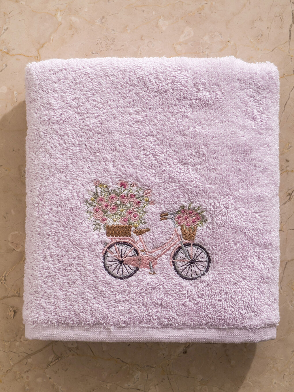 Lila Nakışlı Yüz Havlusu 50x80 cm-2