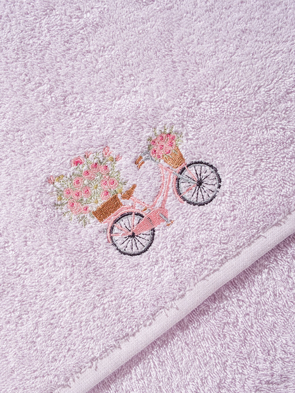 Lila Nakışlı Yüz Havlusu 50x80 cm-3