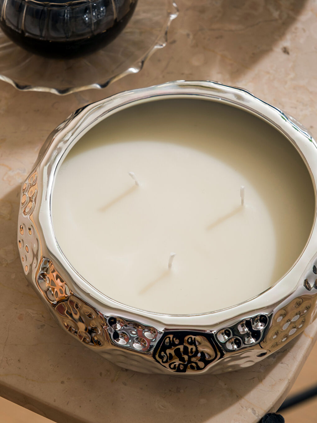 Gri Yuvarlak Formlu Mum 14 cm-2