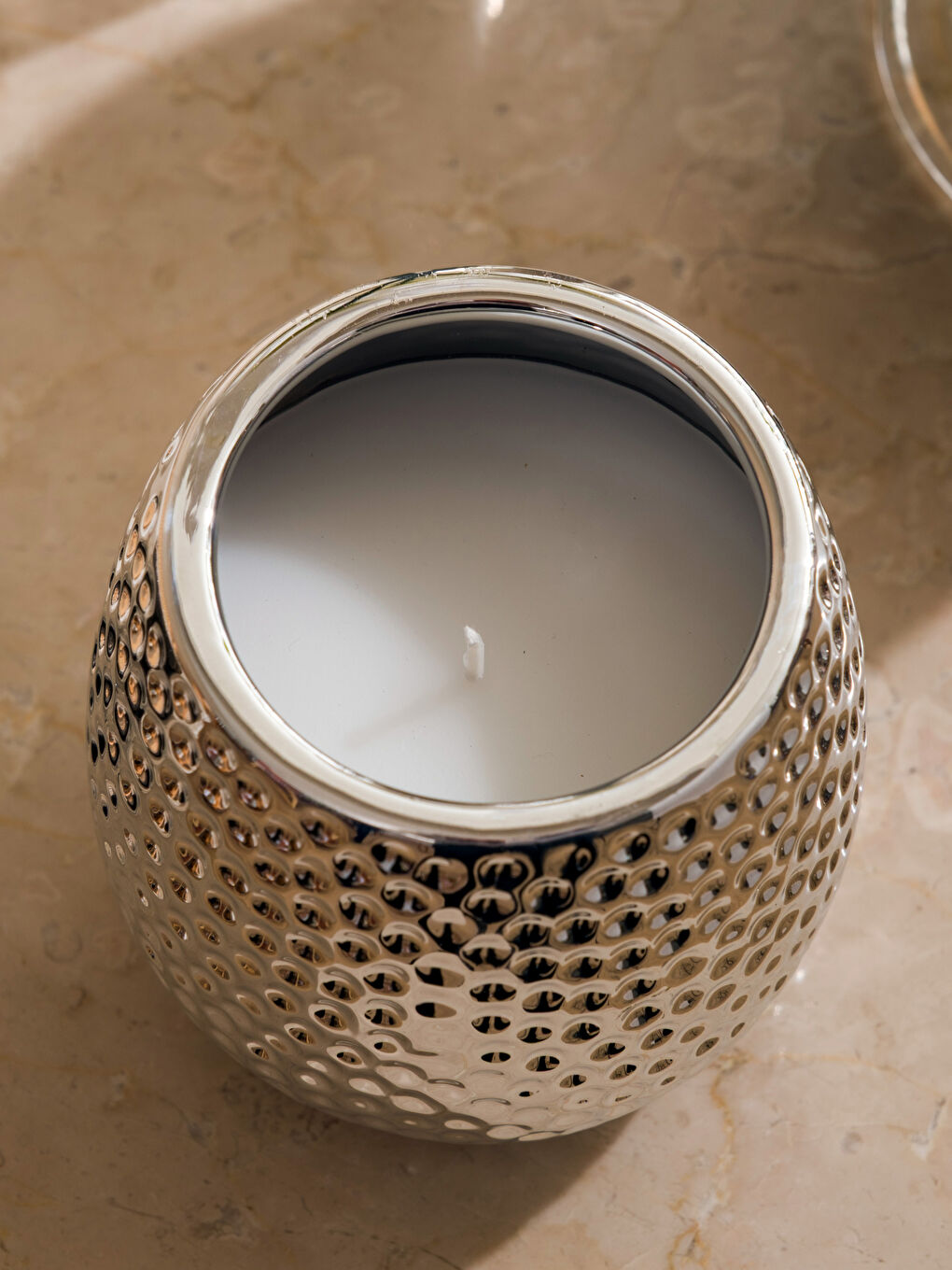 Gri Dekoratif Bardak Mum 8 cm-2