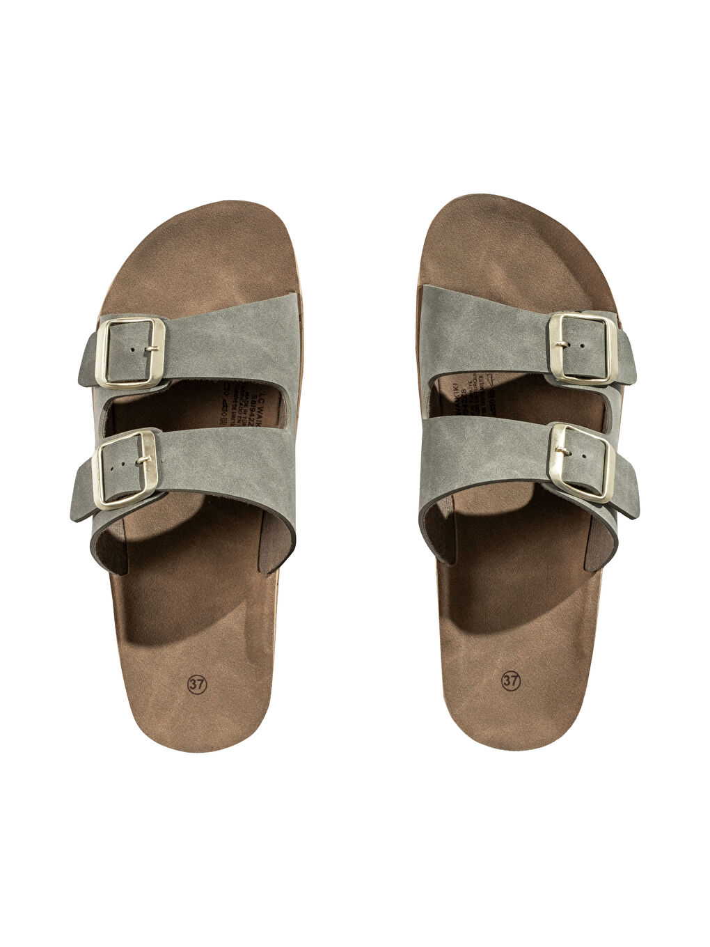 Haki Çift Bantlı Kalın Tabanlı Kadın Terlik-4