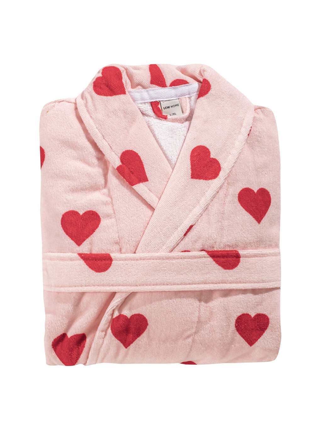 Kırmızı Kalp Desenli Kadın Bornoz-4