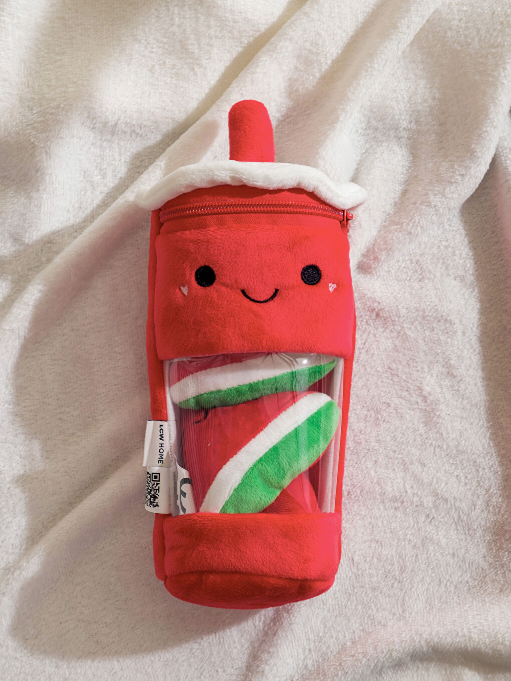 Детская декоративная плюшевая подушка с узором "Бутылка с водой"-1