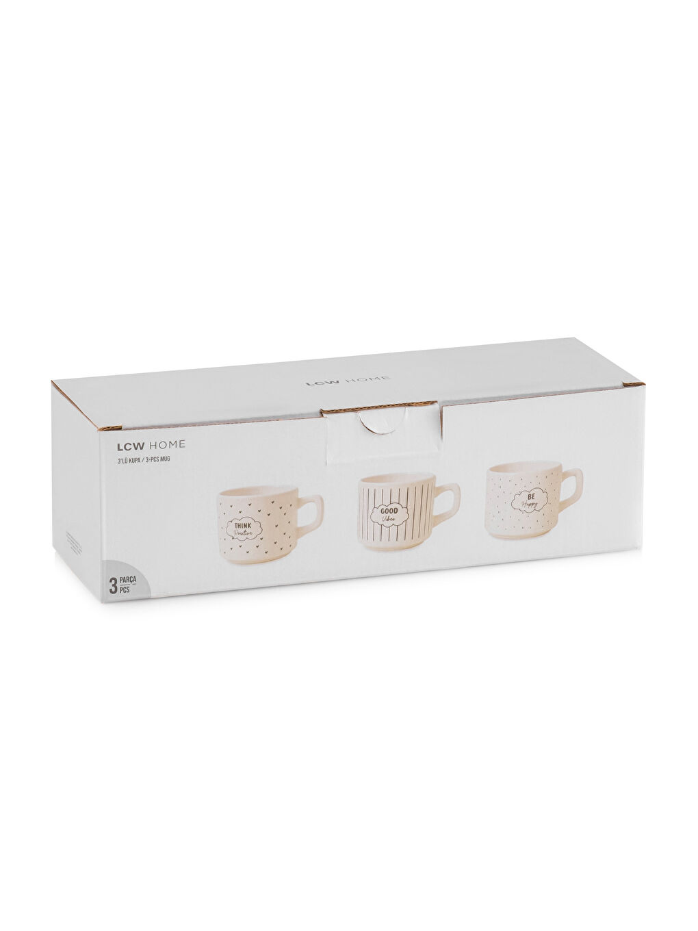 Siyah Yazı Baskılı Seramik Kupa 3'lü-2