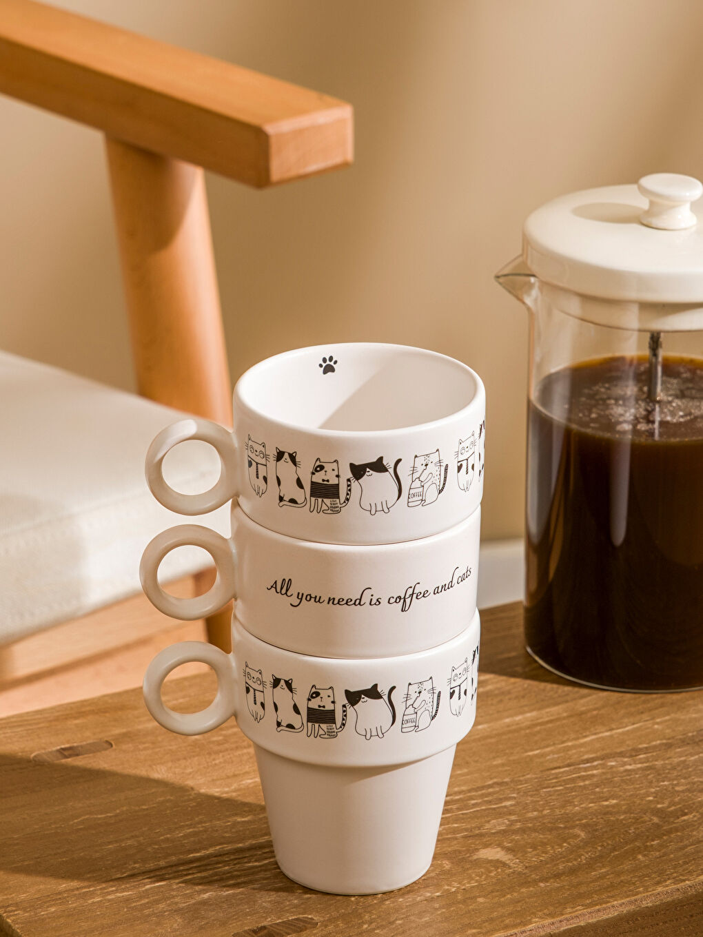 Siyah Baskılı Seramik Kupa 365 ml-1