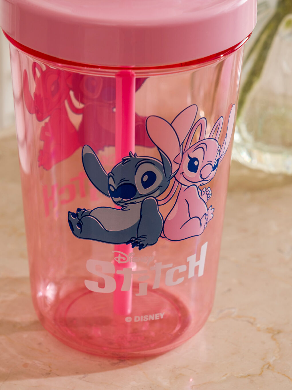 Karışık Lilo ve Stitch Figürlü Pipetli Bardak-1