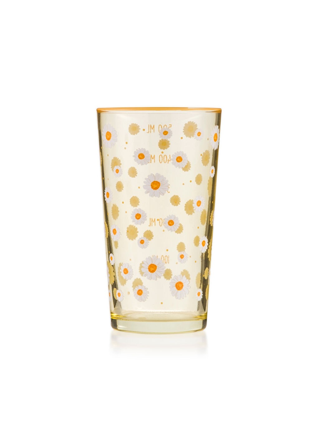 Sarı Çiçek Baskılı Cam Bardak-3
