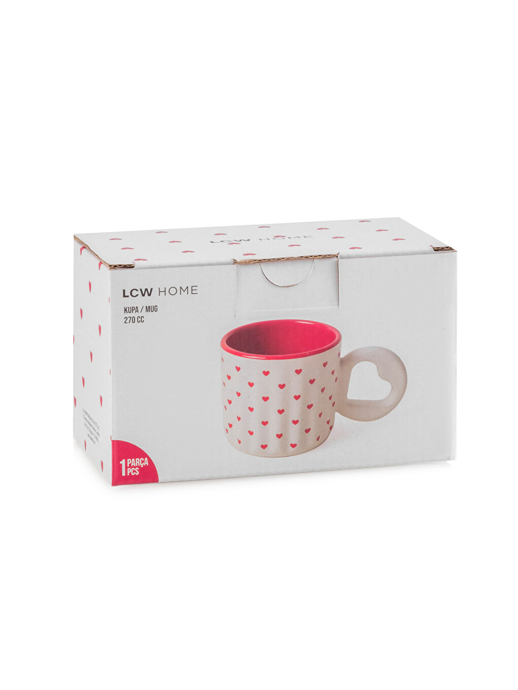 Kırmızı Kalp Baskılı Seramik Kupa 270 ml-3