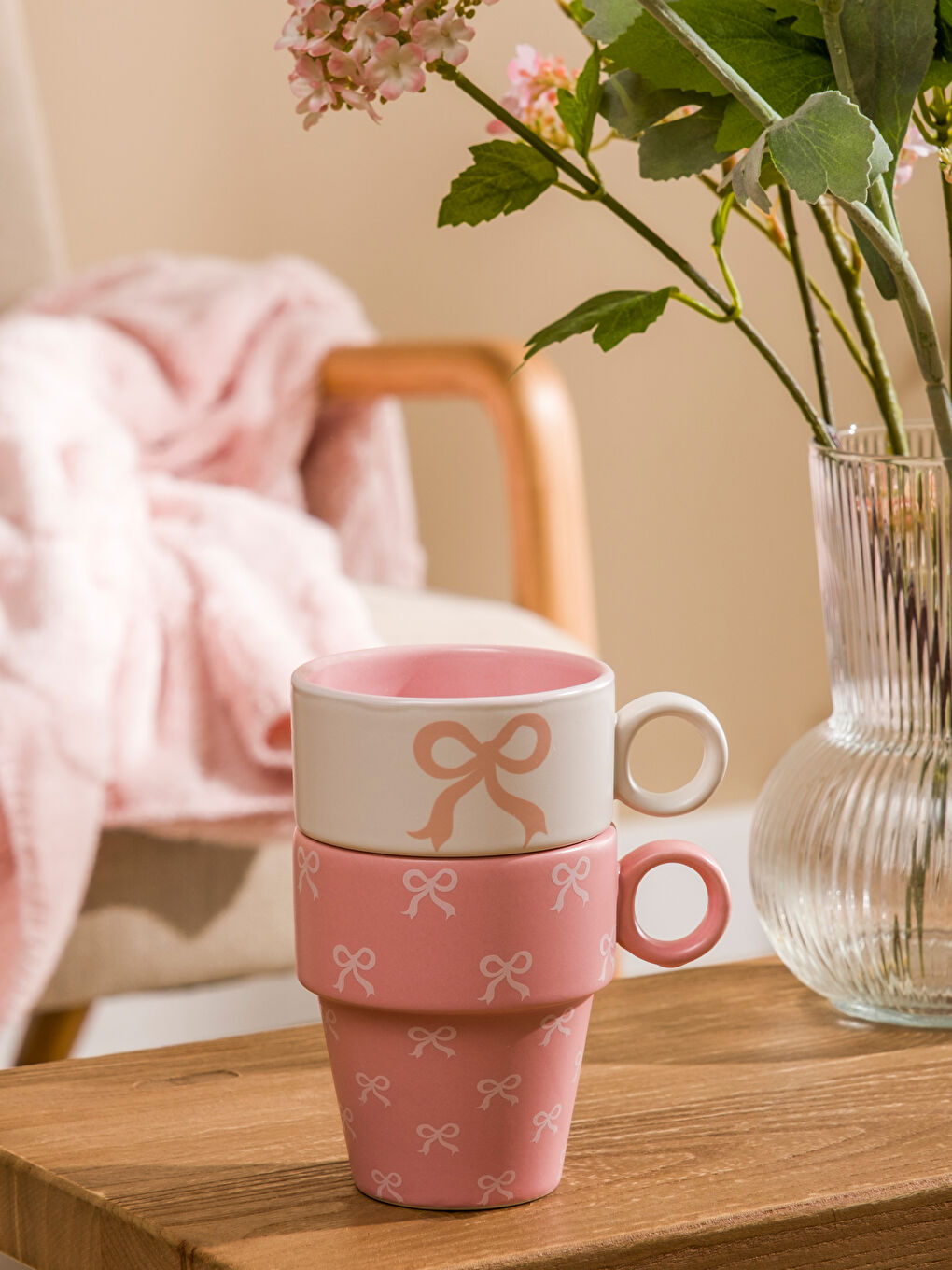 Karışık Fiyonk Baskılı Seramik Kupa 280 ml-1