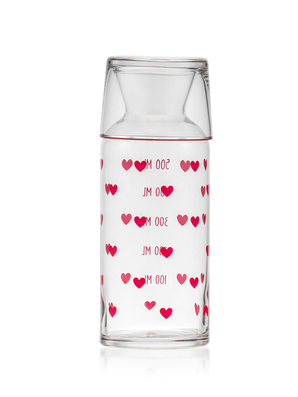 Kırmızı Kalp Desenli Bardaklı Sürahi 700 ml-5