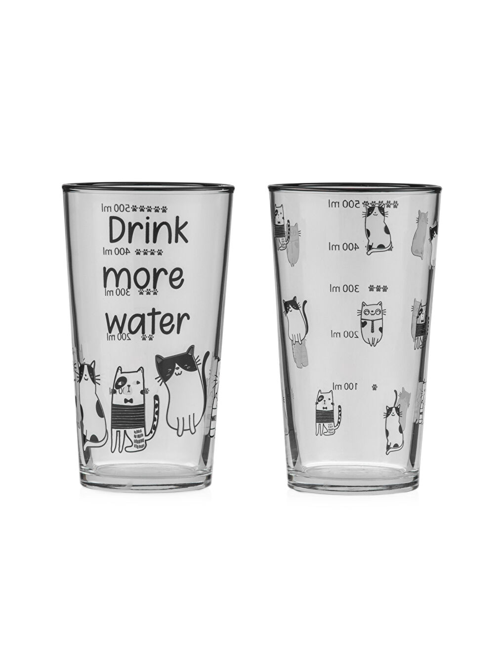 Siyah Baskılı Cam Su Bardağı 2'li 570 ml-5