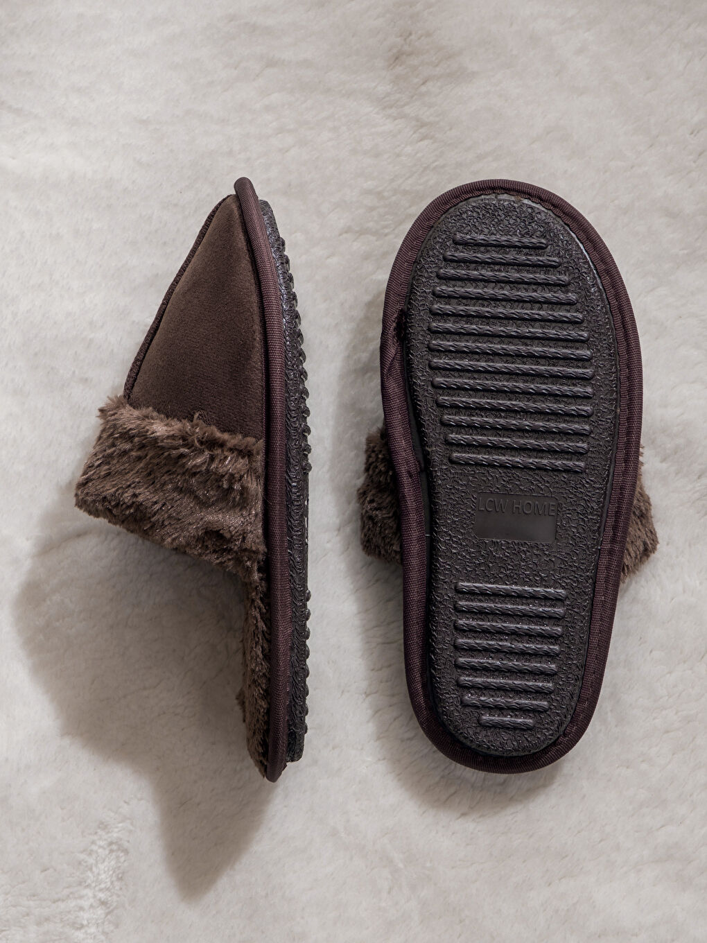 Kahverengi İçi Kürklü Kadın Ev Terliği-3