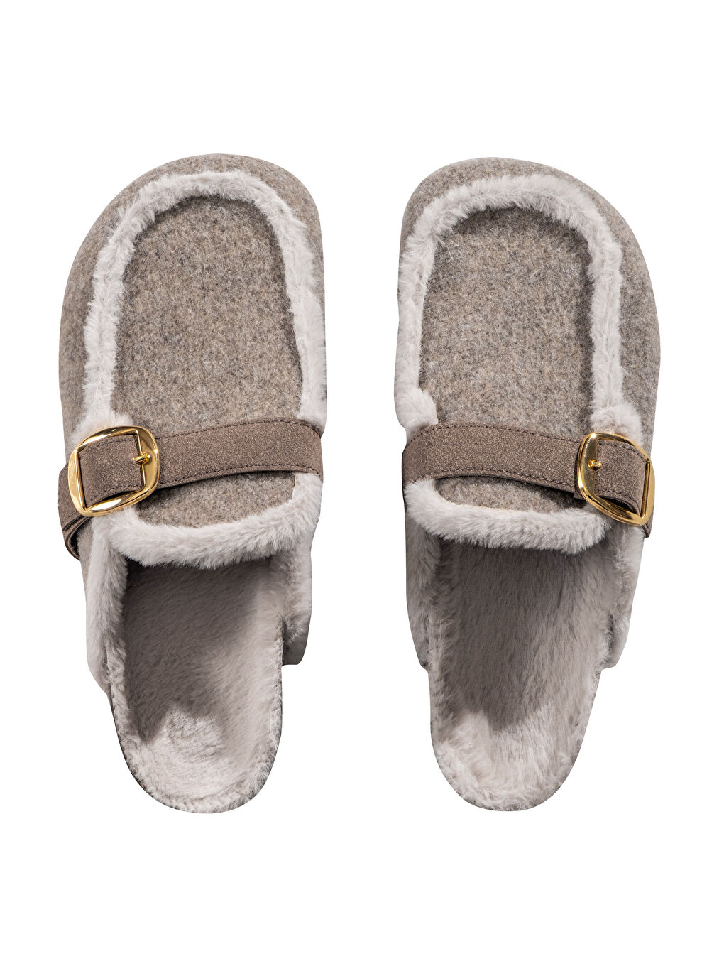 Kahverengi İçi Tüylü Pelüş Kadın Ev Terliği-5