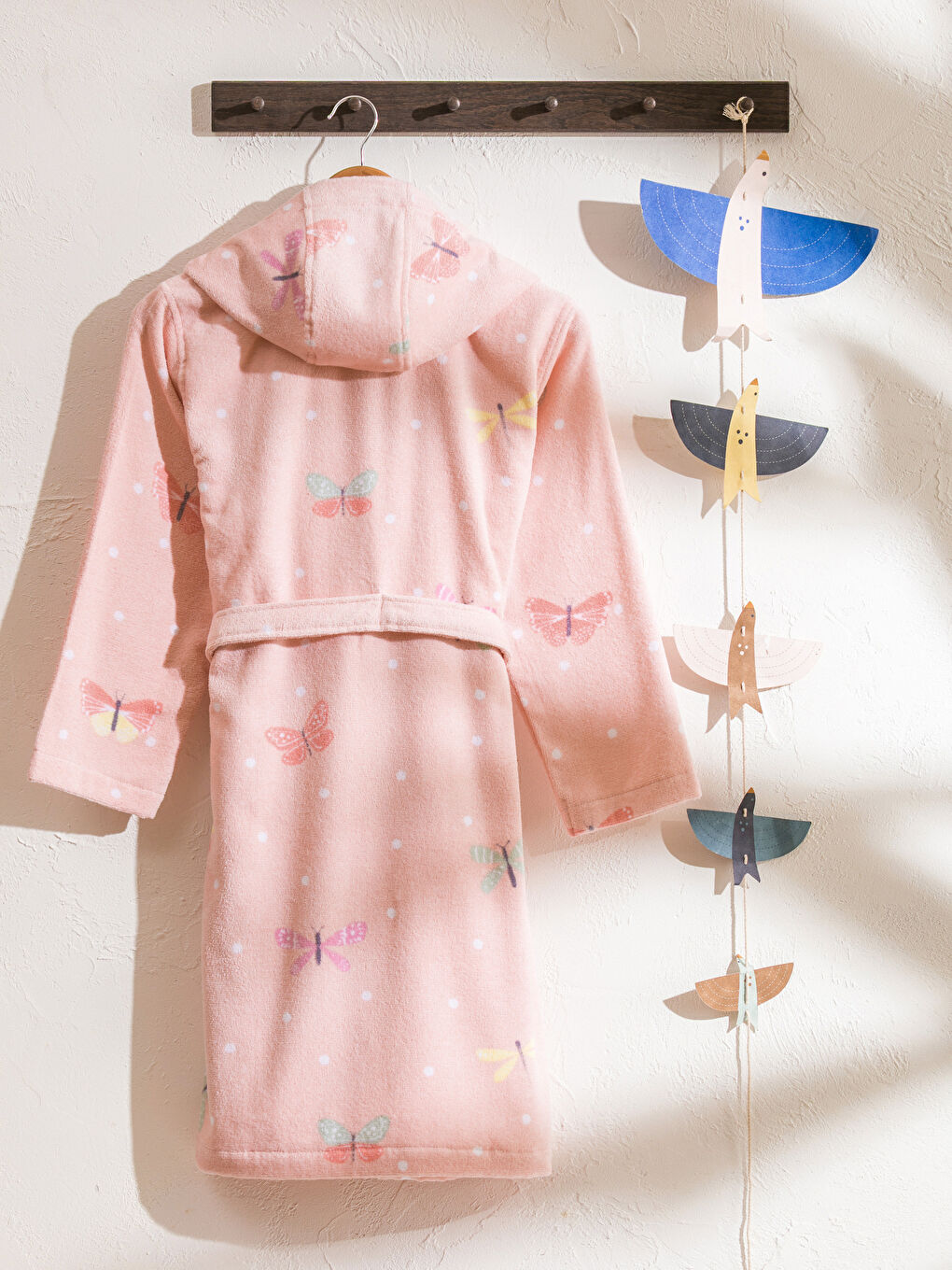 Karışık  Baskılı Kapüşonlu Kız Çocuk Bornoz-1