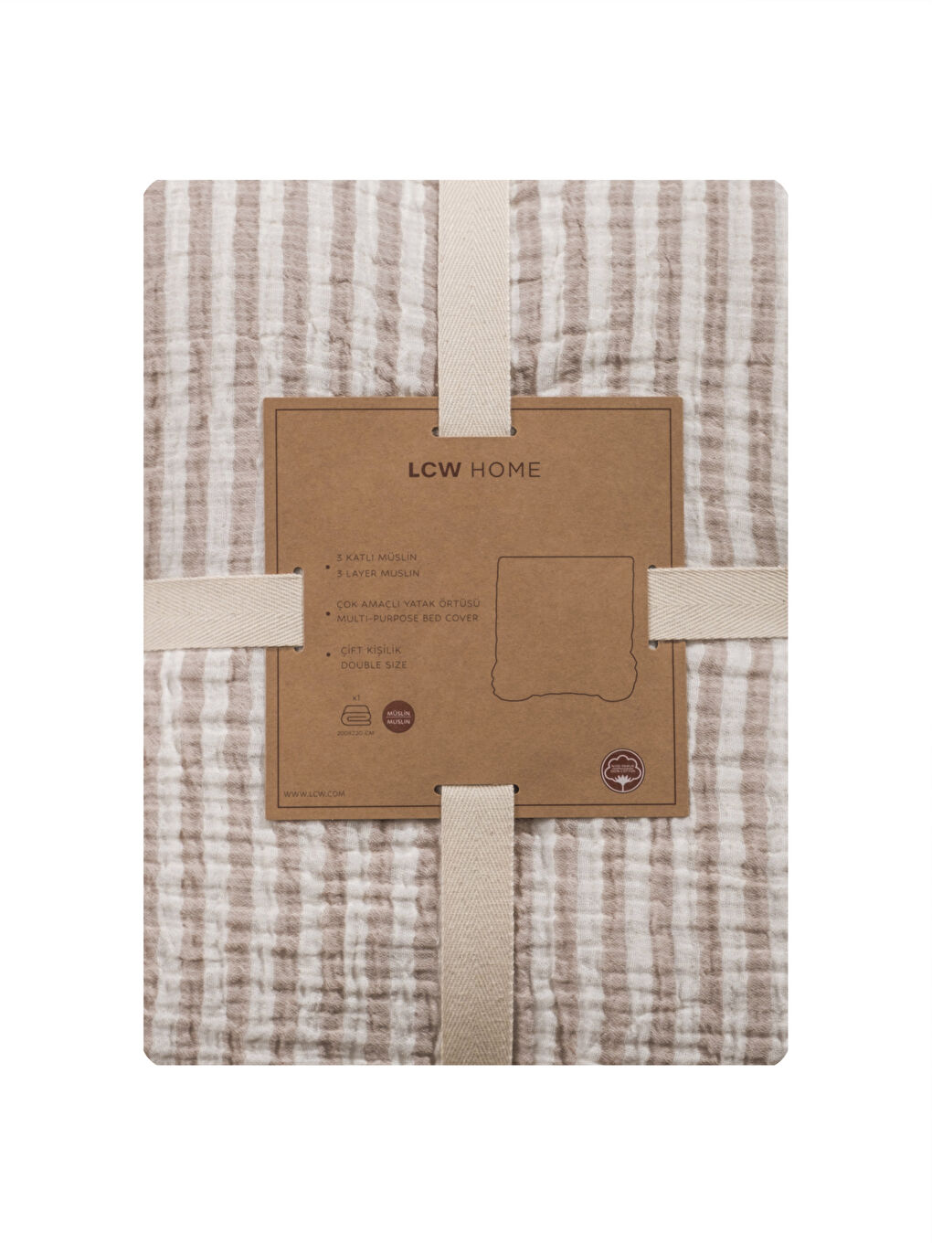 Kahverengi Çift Kişilik Pamuklu Müslin Yatak Örtüsü-4