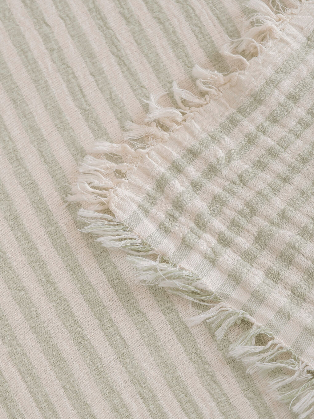 Yeşil Çift Kişilik Pamuklu Müslin Yatak Örtüsü-3