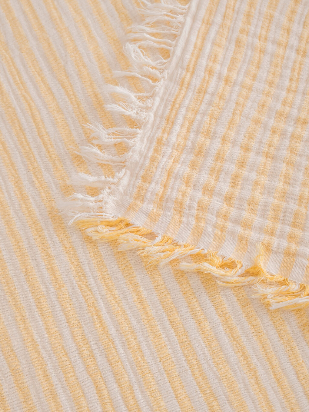 Sarı Çift Kişilik Pamuklu Müslin Yatak Örtüsü-3