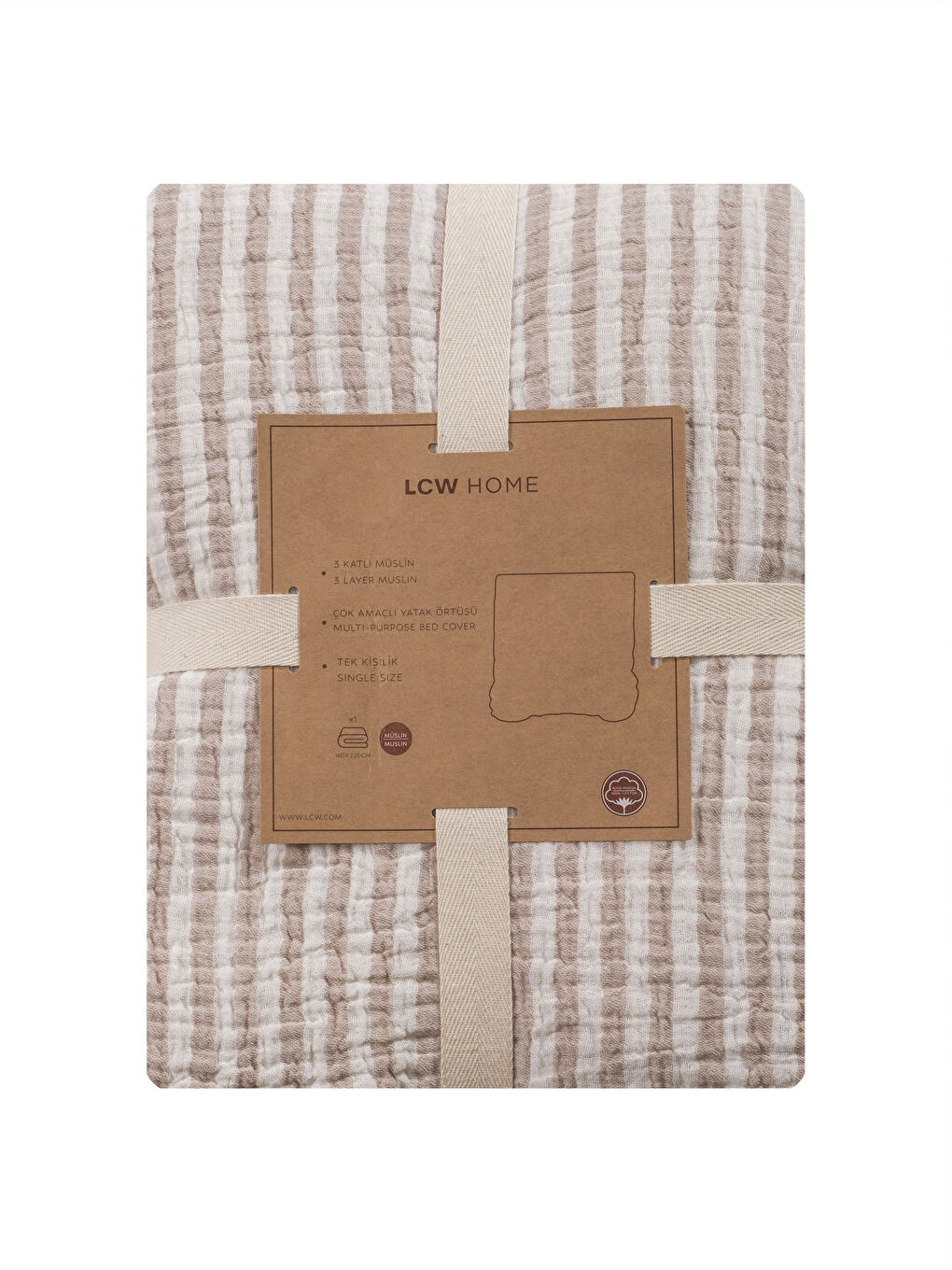 Kahverengi Tek Kişilik Müslin Yatak Örtüsü-4