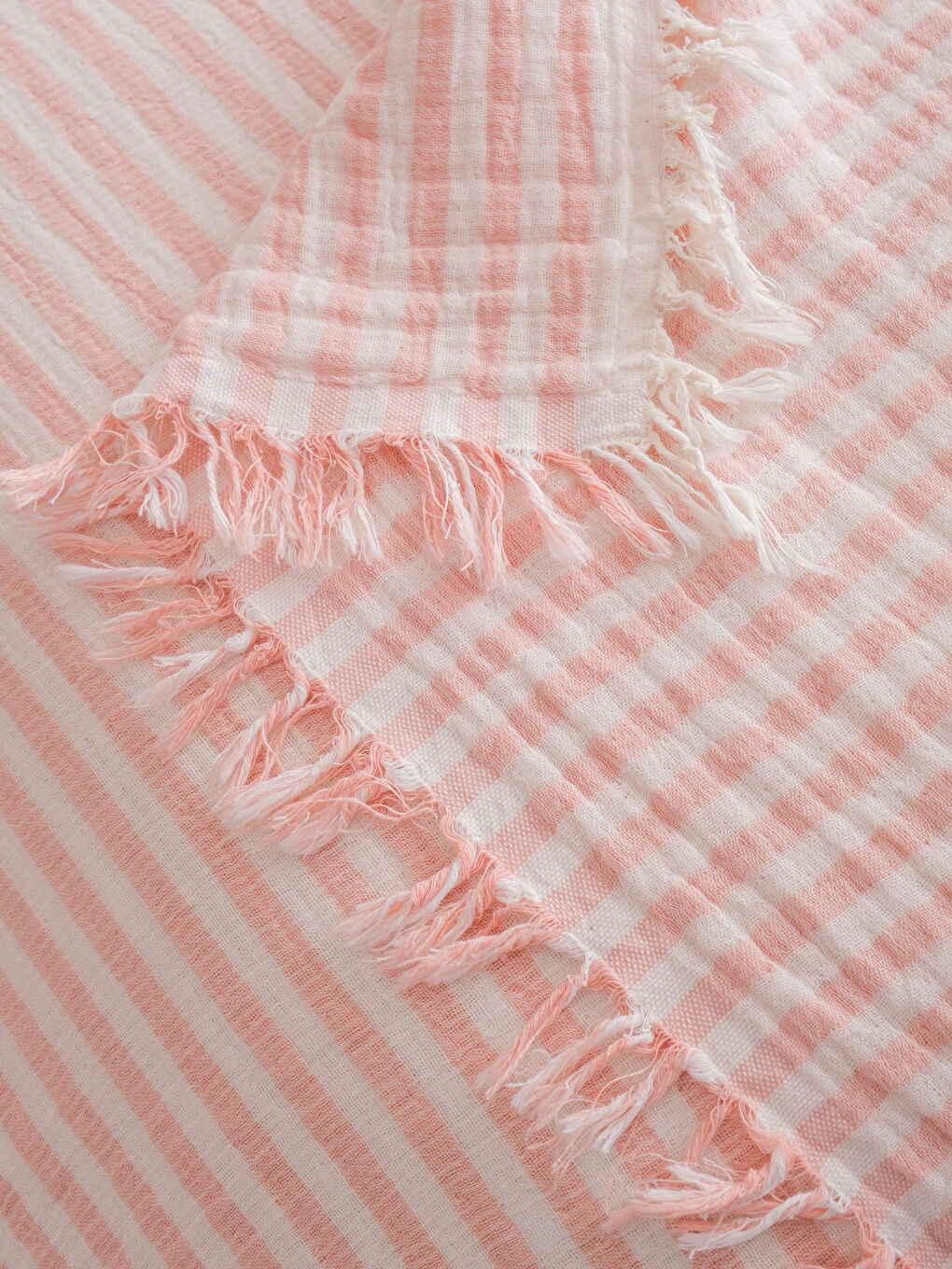 Pembe Tek Kişilik Müslin Yatak Örtüsü-3